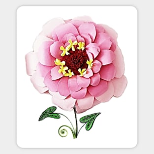 Printed paper quilling Zinnia flower art Sticker